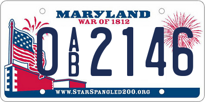 MD license plate 0AB2146