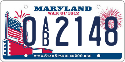 MD license plate 0AB2148