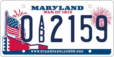 MD license plate 0AB2159