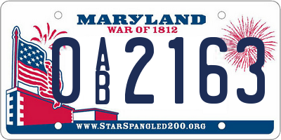 MD license plate 0AB2163