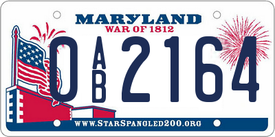 MD license plate 0AB2164