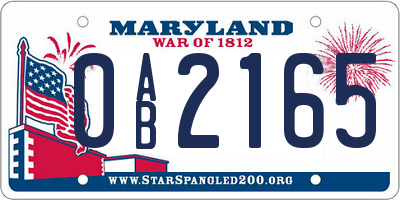 MD license plate 0AB2165