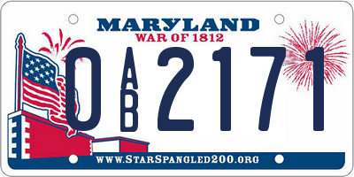 MD license plate 0AB2171