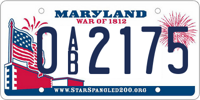 MD license plate 0AB2175