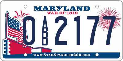 MD license plate 0AB2177