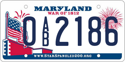 MD license plate 0AB2186