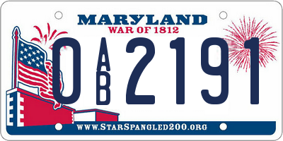 MD license plate 0AB2191