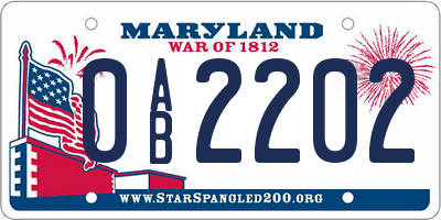 MD license plate 0AB2202