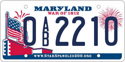 MD license plate 0AB2210