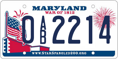 MD license plate 0AB2214