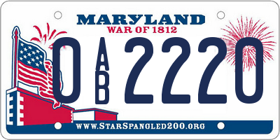MD license plate 0AB2220