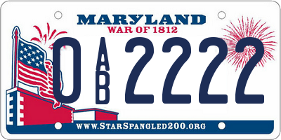 MD license plate 0AB2222