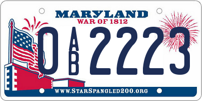 MD license plate 0AB2223