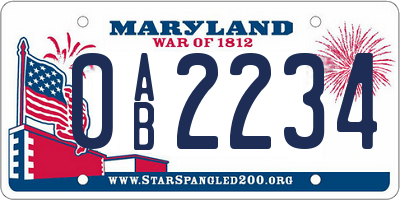 MD license plate 0AB2234