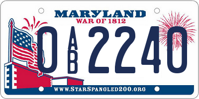 MD license plate 0AB2240