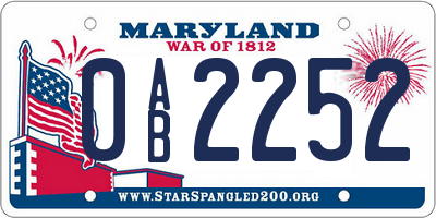 MD license plate 0AB2252