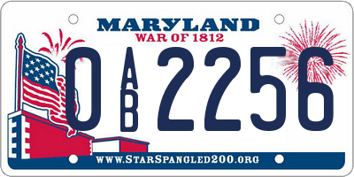 MD license plate 0AB2256