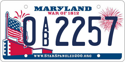 MD license plate 0AB2257