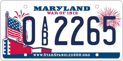 MD license plate 0AB2265