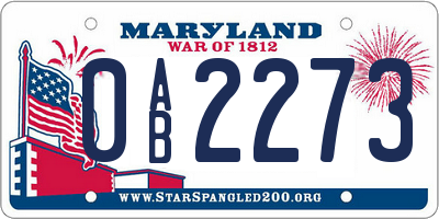 MD license plate 0AB2273