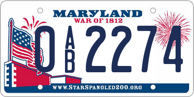 MD license plate 0AB2274