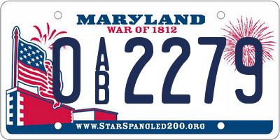 MD license plate 0AB2279