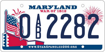 MD license plate 0AB2282