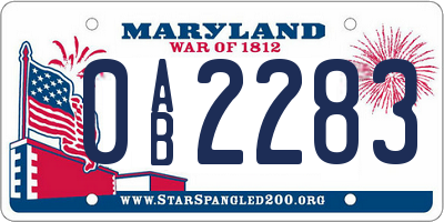 MD license plate 0AB2283