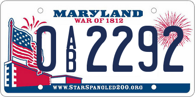 MD license plate 0AB2292
