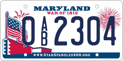 MD license plate 0AB2304