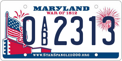 MD license plate 0AB2313