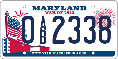 MD license plate 0AB2338