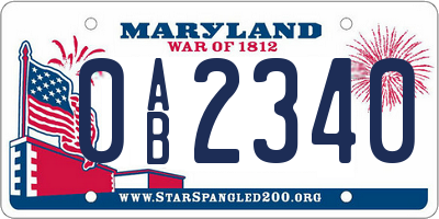 MD license plate 0AB2340