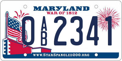 MD license plate 0AB2341
