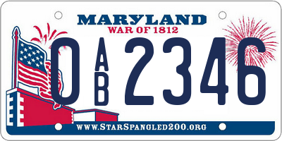 MD license plate 0AB2346
