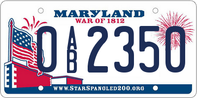 MD license plate 0AB2350