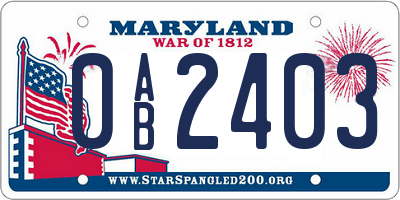 MD license plate 0AB2403