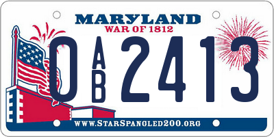 MD license plate 0AB2413
