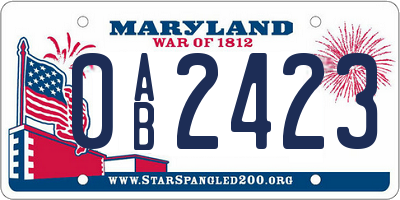 MD license plate 0AB2423