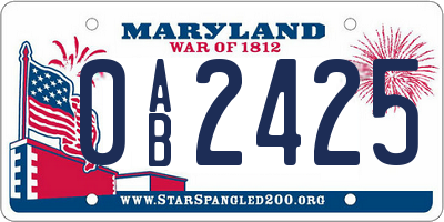 MD license plate 0AB2425