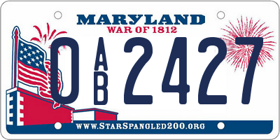 MD license plate 0AB2427