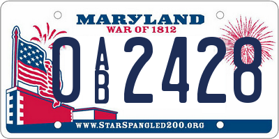 MD license plate 0AB2428