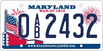 MD license plate 0AB2432