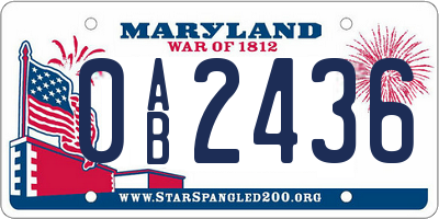 MD license plate 0AB2436