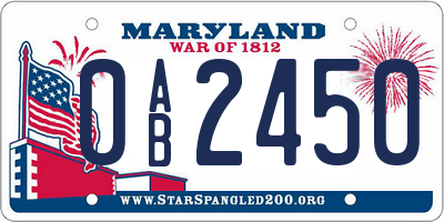 MD license plate 0AB2450