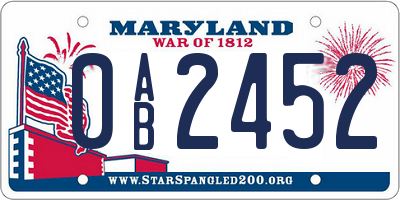 MD license plate 0AB2452