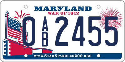 MD license plate 0AB2455