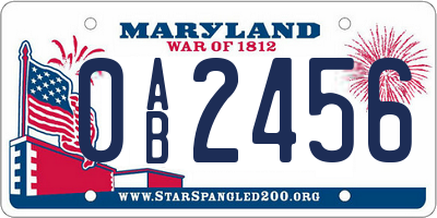MD license plate 0AB2456