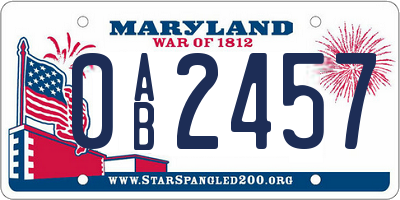 MD license plate 0AB2457