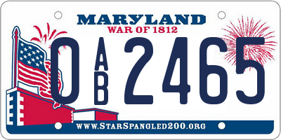 MD license plate 0AB2465